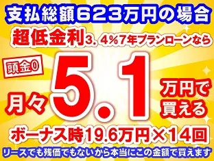 623万円未使用車のお支払い例